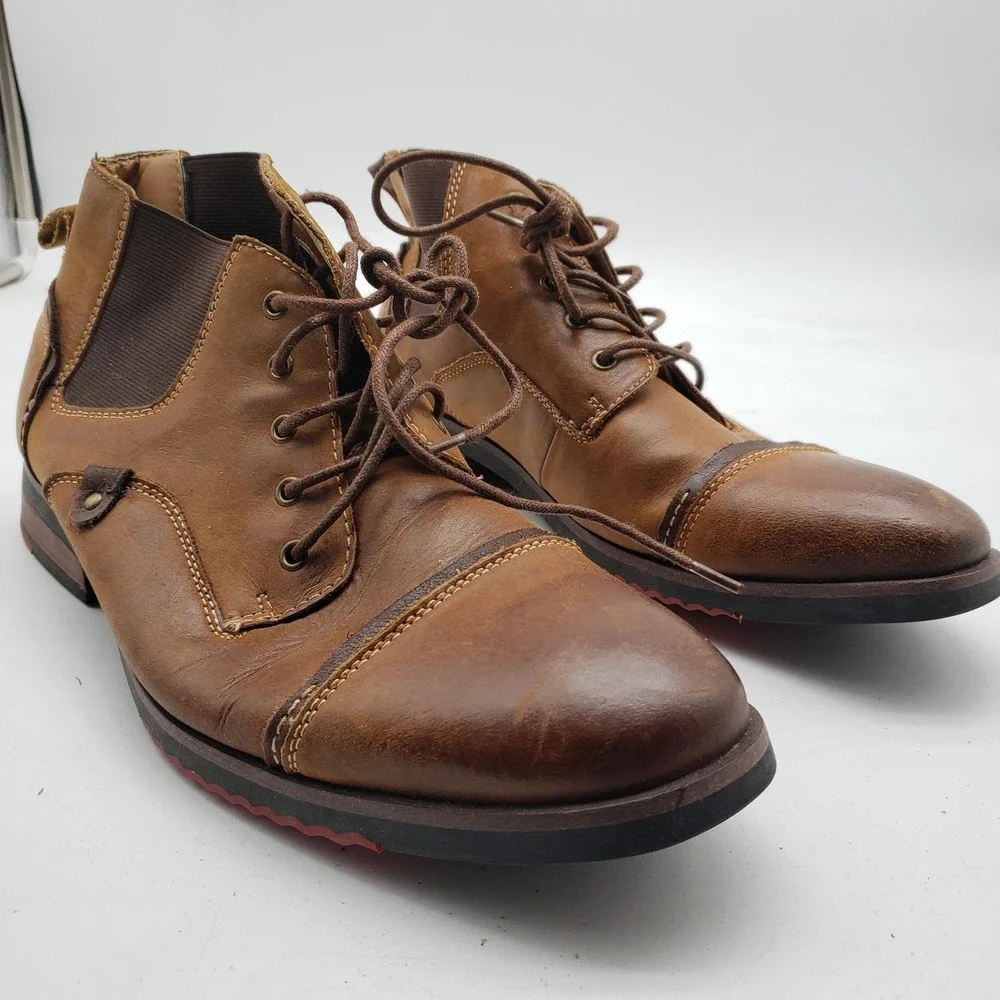 Steve Madden Murdock Boots Mens Size 10 Brown Leather Chukka Casual‎ Cap Toe